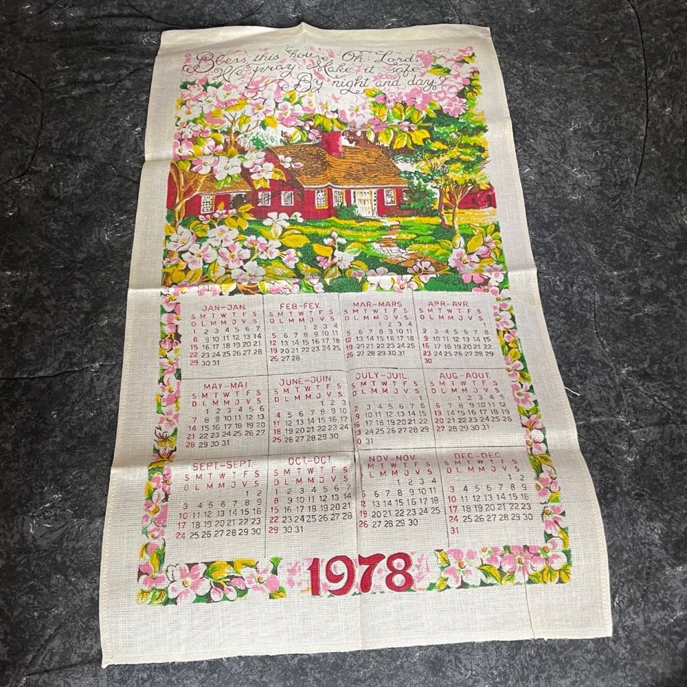 Collectible vintage kitchen towel "1978 calendar"